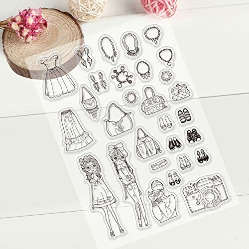 Globleland модна жена чисти марки транспарентен печат на силиконски печат за правење картички за декорација и белешка за DIY