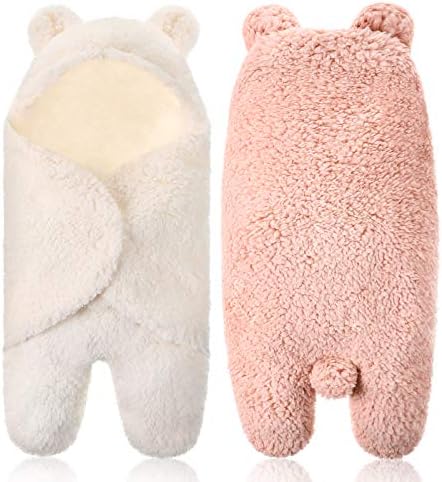 2 парчиња новородени плишани ќебиња со треска слатка бебешка качулка, плишана мечка, приемна торба за спиење, топла и мека