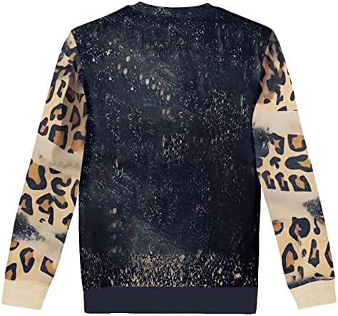 Nokmopo есен џемпер женски долг ракав со долг врат на вратот леопард печати споен џемпер на џемпери, џемпери за џемпери