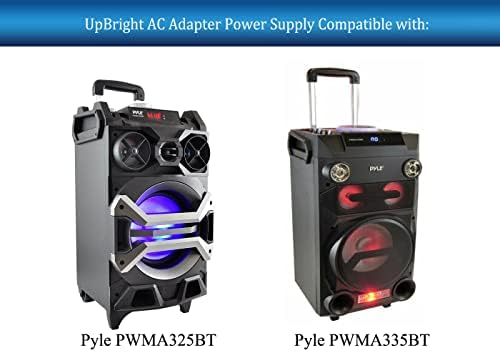Адаптер за адаптер од 12V AC/DC компатибилен со Pyle Pro PWMA325BT PWMA335BT 500 вати надворешно преносно BT конекција количка Караоке звучник