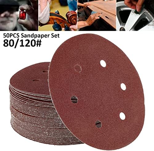Zsblxhhjd Абразивна шкурка 50 парчиња 6 150мм пескачки диск алуминиум финиш диск околу шкурка 80/120 шкурка црвена шкурка