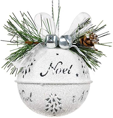 Artiflr 6pcs Големи Божиќни ingвонки, 3,4 инчи бели сјајни Божиќни метални санки sвона Рустикални занаетчиски sвона за елката венец од венци украси