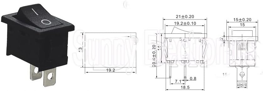 100 x бакар AC 250V 6A 2 пин Вклучено/Исклучено I/O SPST SNAP во малиот рокер прекинувач