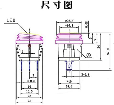 Nunomo 1PCS KCD1 Тркалезен квадратен водоотпорен светлосен прекинувач за вклучување на 3pin прекинувач за напојување на ламбата за ламби за тркалезно