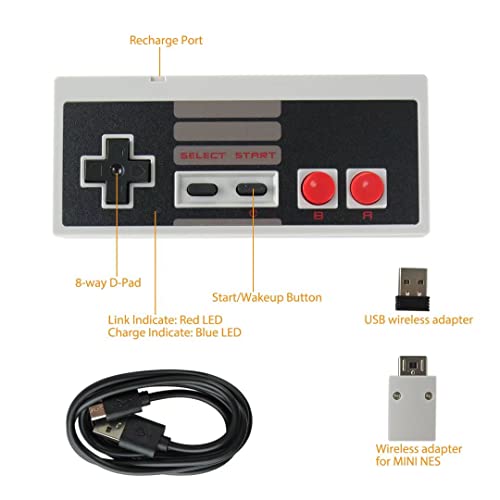 Usonline911 2x безжичен контролер GamePad за Nintendo Mini Classic Edition NES конзола