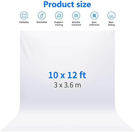 Neewer 10 x 12ft / 3 x 3,6m Pro Pro Protio Studio Premium Polyester Clospsible Backdrop позадина за фотографија, видео и телевизија - бело