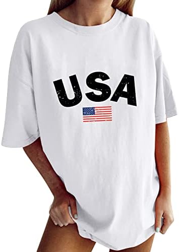 Патриотски кошули за жени во САД знаме маички кошули летни обични врвови со кратки ракави teвезди starsвезди ленти удобни лабави кошули
