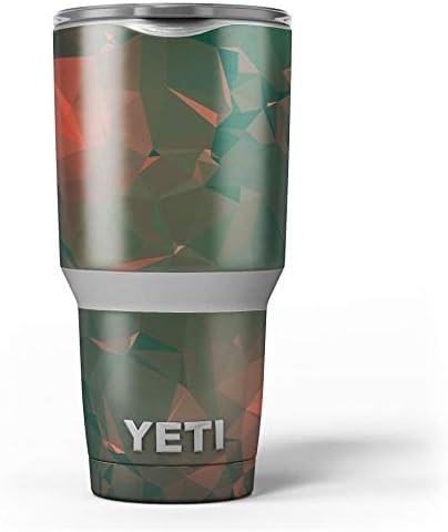 Дизајн Скинц Зелен геометриски V10 - Комплет за винил за завиткување на кожата, компатибилен со чашите за ладилни ладилни текови на Јети