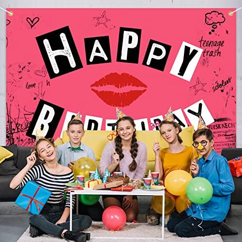 Среќен роденден Заднини Банер декор Hotешка розова - Книга за изгореници, роденденска забава Тема украси за соба y2k естетска