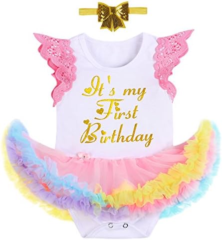 Замокот ИБТОМ Бебе деца новороденче Тоа е мојата 1 -ви роденденска торта Smash облека Romper+чевли+лента за глава за девојче Туту принцеза фустан сет