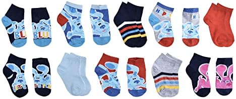 Сини индиции за бебиња со 10-пакувања четвртина чорапи, сини, 2-4Т САД