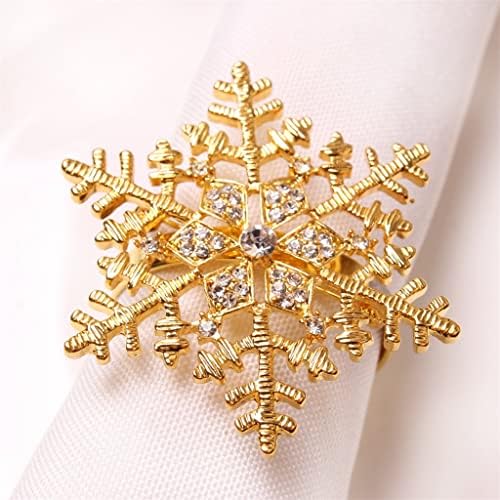 XJJZS 12 парчиња креативна маса за декорација на маса, снегулка од салфетка, дијамантска салфетка прстен злато снегулка прстен