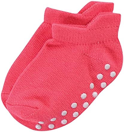 Допрено од природата бебешки органски памучни чорапи со не-лизгач за отпорност на есен, цврсто розово корали, 4-6 дете