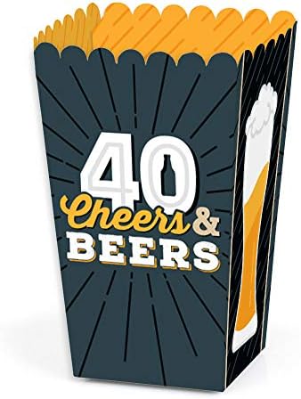 Голема точка на среќа на здравје и пива до 40 години - 40 -та роденденска забава Повојат кутии за третман на пуканки - сет од 12