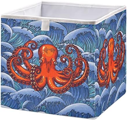 Qilmy Octopus Cube Cube Cube Clanpsible Storage Box Canvas Cashy Toy Toy Toy Gramentable Storage Storage за дневна соба спална соба кујна детска