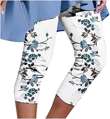 Kbndieu летни исечени панталони за жени обични еластични панталони за половината за дами на отворено, панталони за контрола на стомакот