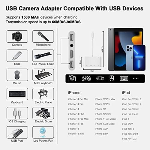 Инверзен нето-адаптер за адаптер за микрофон за iPhone за стриминг во живо, iPad HDMI USB адаптер за ТВ, стриминг на iPhone на ТВ со порта