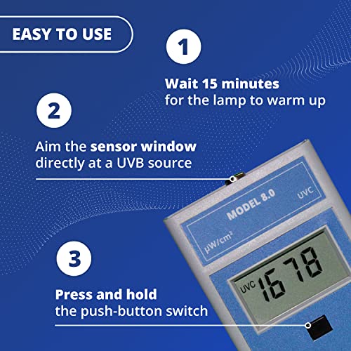 Мерач на модели на Solartemer 8.0 UVC, радитален дигитален мерач на светло-мерач на светлина и тестер за сијалица за тестирање на светилки,