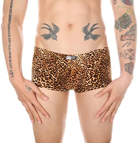 Менс боксери со низок половината секси леопард печатење хулахопки за празници за печатење на плажа со најудобна машка долна облека