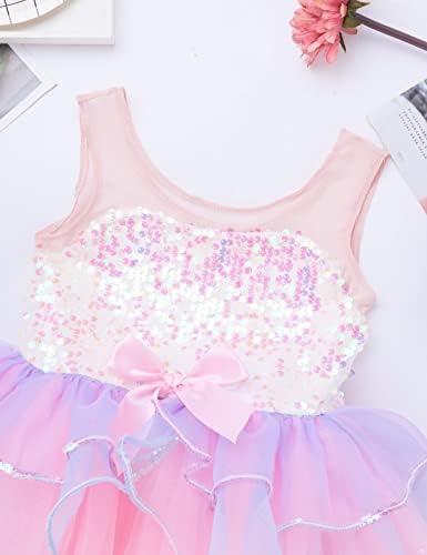 Детски девојки девојки балетски туту фустан танцувачка облека сирена принцеза костуми сјајни секвенци за танцување облеки облеки