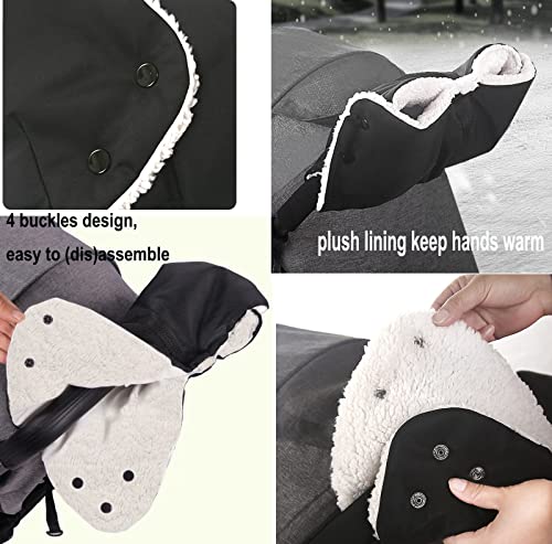Шетач руно рака маф зимски ракавици анти-замрзнување на ракавици со држач за телефон за количка за шетач на колички џогер кабриолет