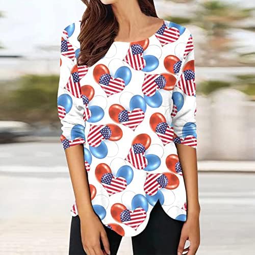 Остварливо Американско Знаме Жени 2023 Летни Секојдневни Модни Кошули На Екипажот Кратки Ракави Маица Редовно Вклопување Удобни Блузи