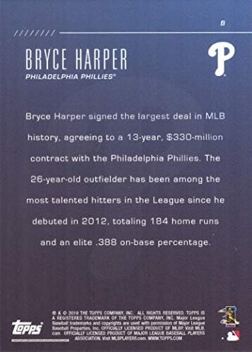 2019 Топс Ограничено Издание Б Брајс Харпер Филаделфија Филис Бејзбол Картичка-само 1,348 направени!