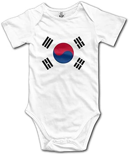 Јужнокорејско знаме кул бебешка облека за новороденчиња, момчиња девојчиња, теловии, скокачи, ромери за бебиња бели