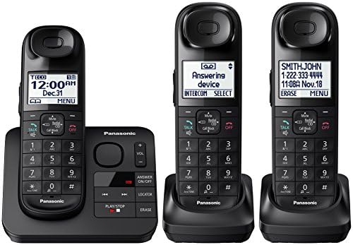 Panasonic Black Bearless телефон со 3 слушалки и машина за одговарање KX-TG3683B