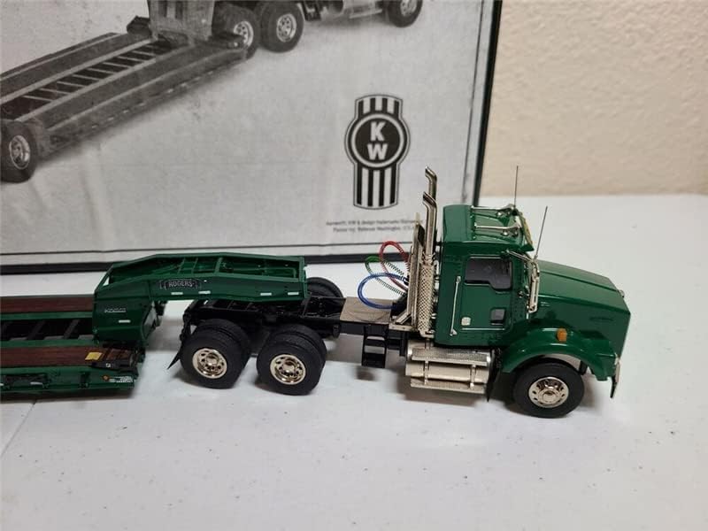CCM за Kenworth T800 со Rogers Lowboy - Green Limited Edition 1/48 Brass Truck Pre -изграден модел