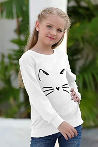 Врвови за пулвер на Gorlya девојче, симпатична цртана графичка печатена облека за џемпери за 4-14 години деца
