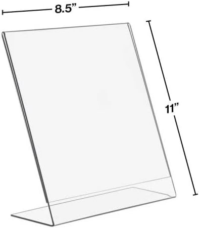 Акрилен знак држач 8,5 x 11 инчи наклон наназад, чиста пластична знак за хартија за хартија за табела за канцеларија, продавница, ресторан