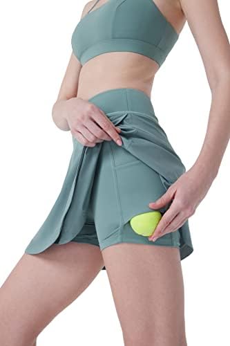 Womenенски тениско здолниште со двојно-едно голф здолниште со атлетско здолниште со џебови