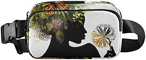 Црна афро девојка пеперутка цвеќиња фани пакувања за жени фани пакувања за мажи со појас крстовички пакувања за жени кои работат