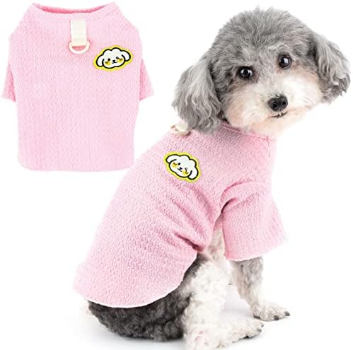 Зунеа летни кошули за кучиња за мали кучиња девојче кученце облека маица со мек мек за дишење со кратки ракави, цврста боја Основна облека