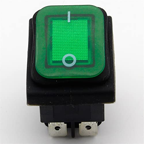 1 парчиња зелена водоотпорна рокерка за вртење на рокери IP55 4pin 2pin 2position AC250V/16A LED осветлен