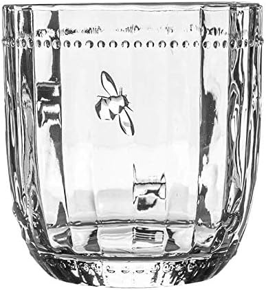 Дизајн На Џули Бумбари Комплет Од 4 Текстурирани Стаклени Тамблери | 300мл Чаши Врежани Со Пчелен Мотив