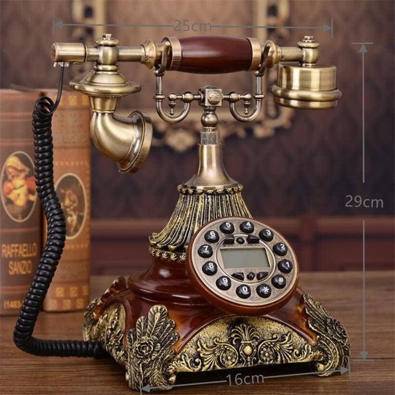Хукаи Антички фиксна телефонска модна гроздобер фиксни телефонски сино задно осветлување+лична карта на повикувач+повикувач