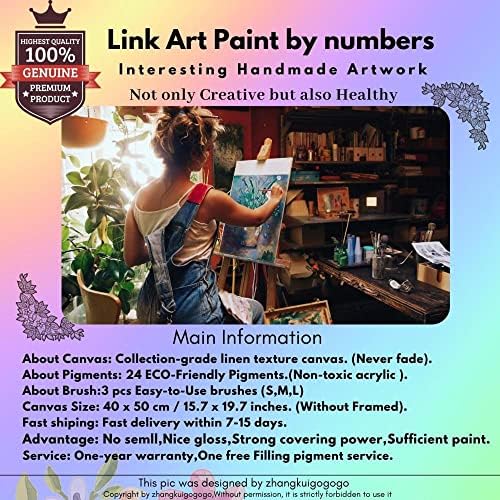Сликајте по броеви за почетник, акрилно сликарство DIY по броеви за деца возрасни, на платно на нафта со бои и четки, - конверзија