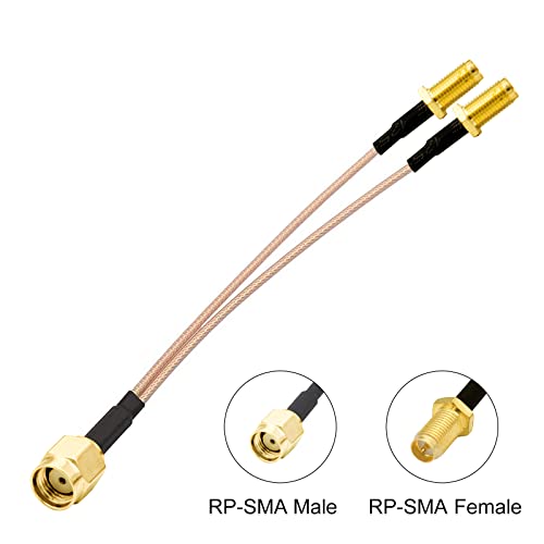 10GTEK 6 GHz SMA кабел, RG316, RP-SMA машки до 2XRP-SMA женски, директно до Стајт, 50-Охм, 0,3-м