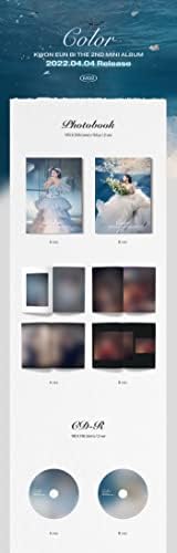 Kwon Eun Bi - Color [B ver.] Албум+Пред -нарачки ограничени придобивки+Bolsvos K -Pop Ebook, 3ea Bolsvos налепници за топад, фото -картички