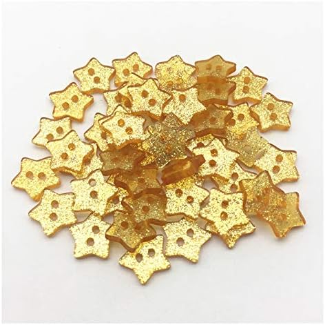 Копчиња Мибхјанјан 300 парчиња 14мм злато боја смола Сјај Сјајни starвездени копчиња искра 2 дупки шиење Божиќни занаети за украси