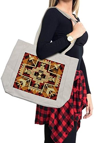 Торба за шопинг со стрела Амбесон, инспириран графички дизајн Апстрактна уметност со тонови на Земјата, еколошка торба за еднократна
