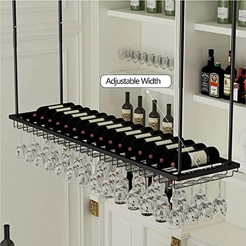 Висечки стаклен решетка за вино под кабинетот црна висина вина решетка метал наопаку од вински чаши држач таванот за вина стаклена држач