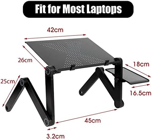 Лаптоп за лаптопи за лаптоп, прилагодлив лаптоп табела, стол за алуминиум преносен лапдеск за ТВ софа кревет ергономски биро штанд