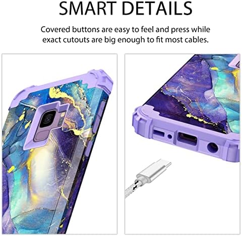 Rancase За Случајот Galaxy S9, Трислојна Тешка Заштита Отпорна На Удари Тврд Пластичен Браник +Мека Силиконска Гумена Заштитна Кутија