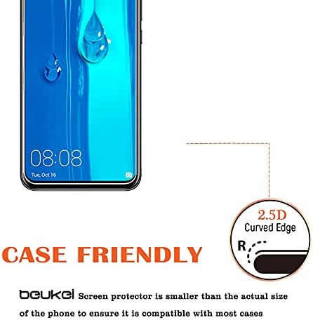 beukei Компатибилен За Huawei Y9 2019 Заштитник На Екранот Калено Стакло, Покриеност На Цел Екран, Чувствителен На Допир, Пријателски