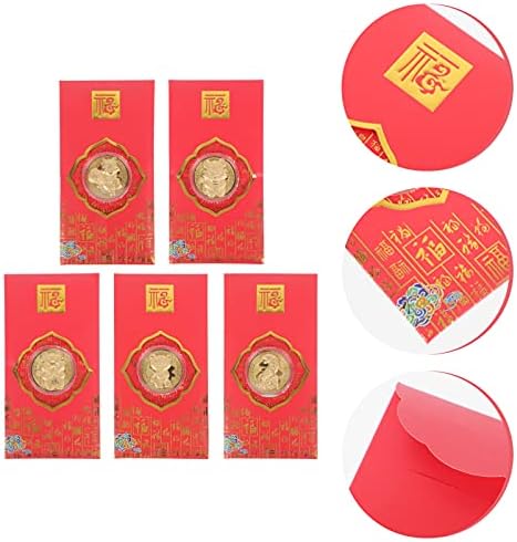 Cabilock 5pcs Комеморативен Носител Монета Година, Кинески Et: Голем Coingift Поздрав Плик Злато Бао Бизнис И Класичен Нов Пролет Шема Подарок