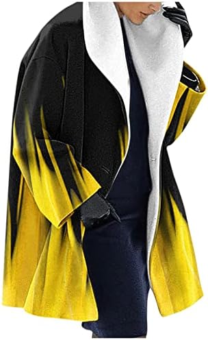 Топлиот ретро -палто за женски топол ретро, ​​печатете го копчето со долг ракав Отворен кардиган лаптоп кошули за надворешна облека
