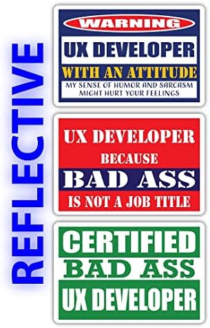 Сертифициран развивач на лош задник UX со налепници за став | Смешна окупација Идеја за подарок за кариера во работата | 3М рефлексивни винилни